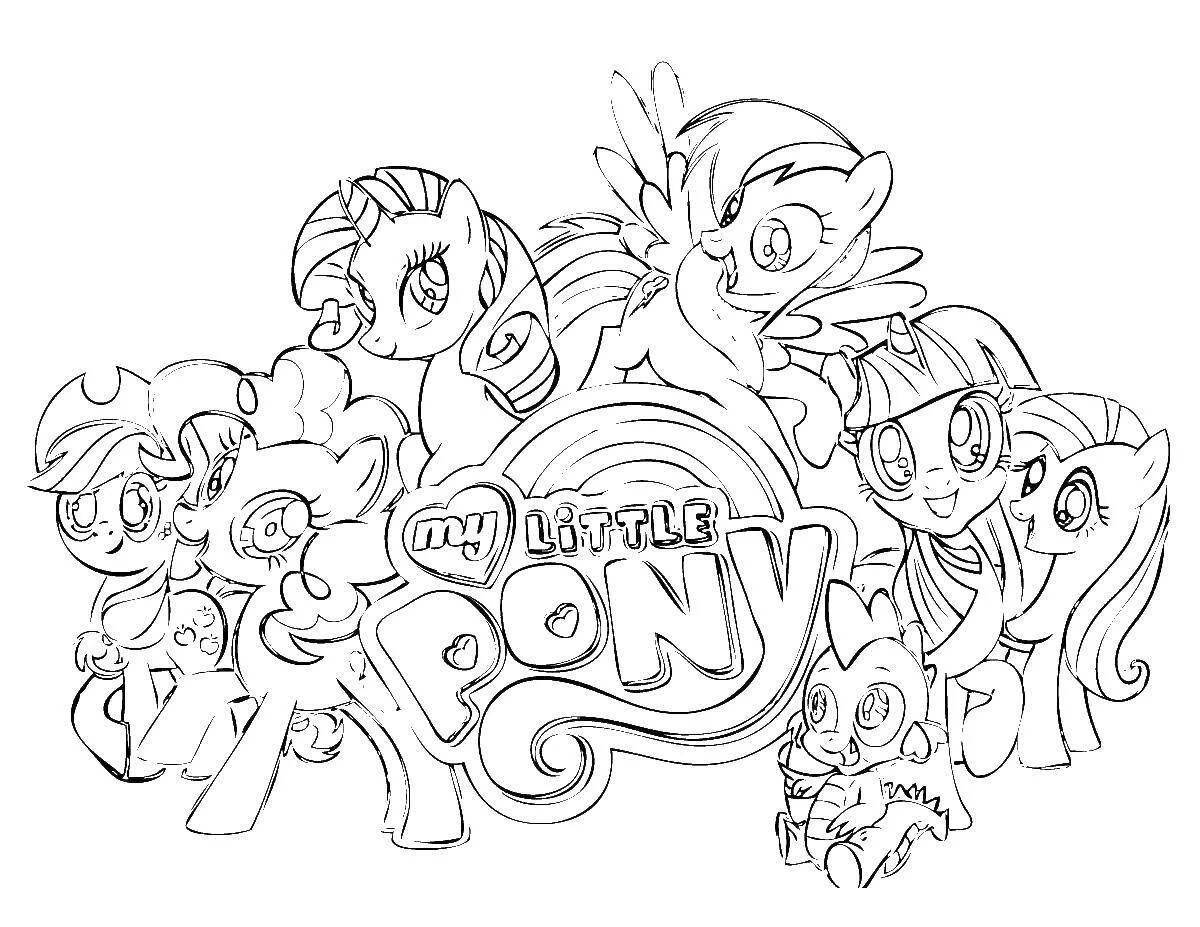 Coloring page luminous pony party