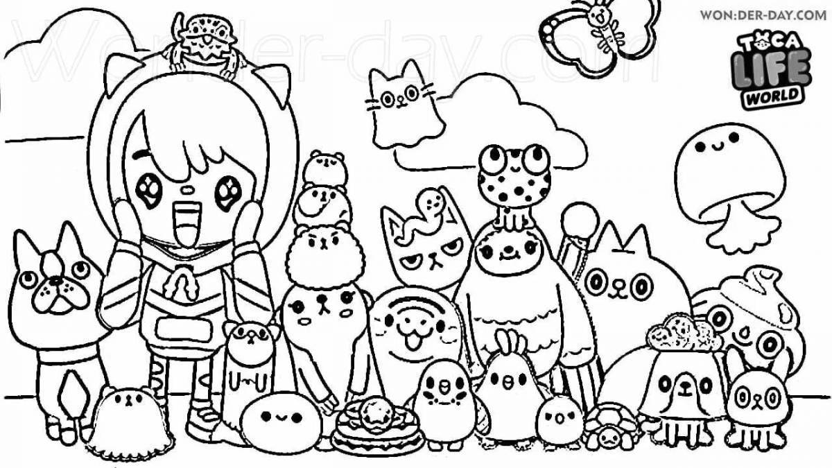 Coloring page of peaceful current life