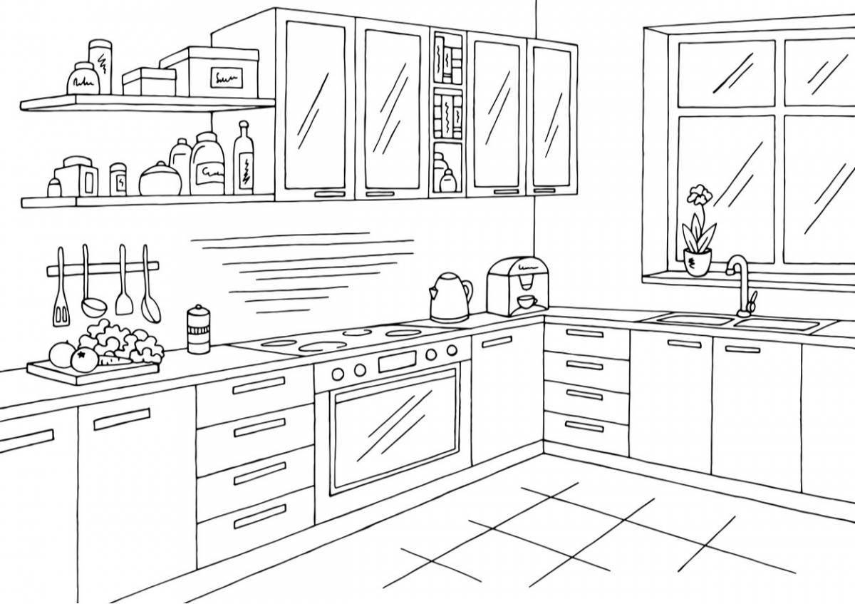 Colorful room coloring page