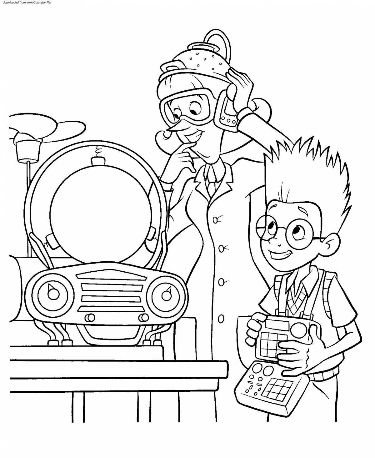Colored children's inventions coloring book