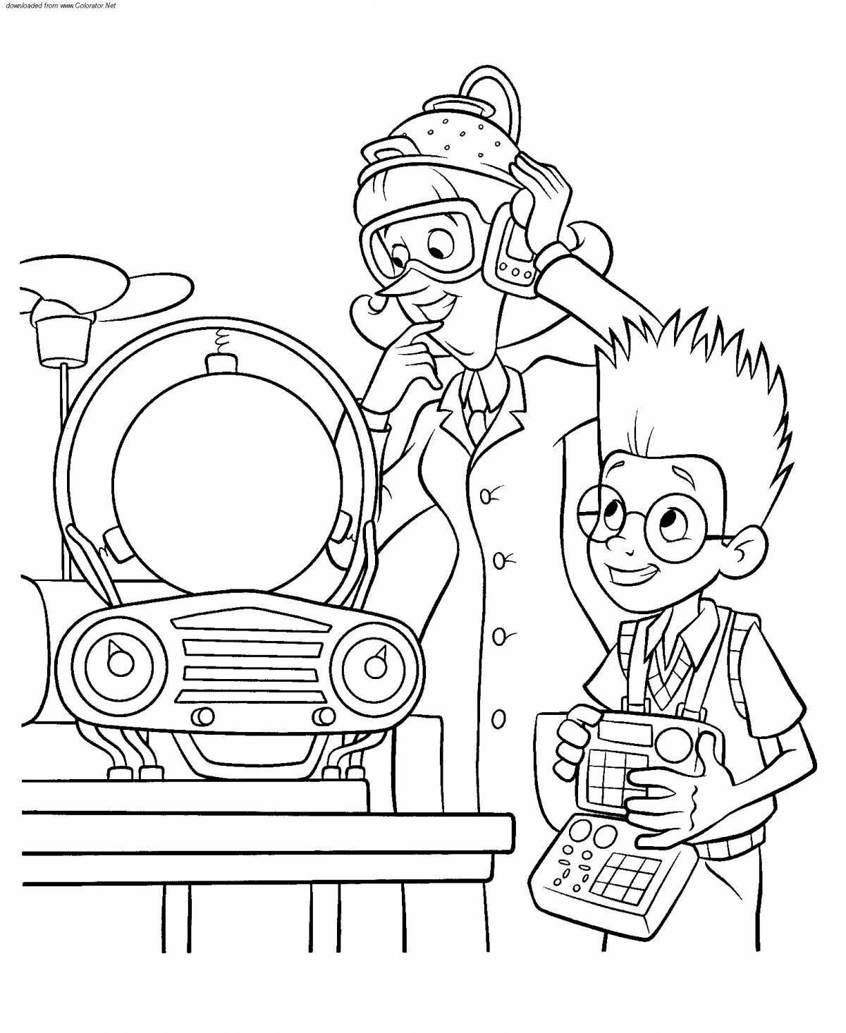 Colored children's inventions coloring book