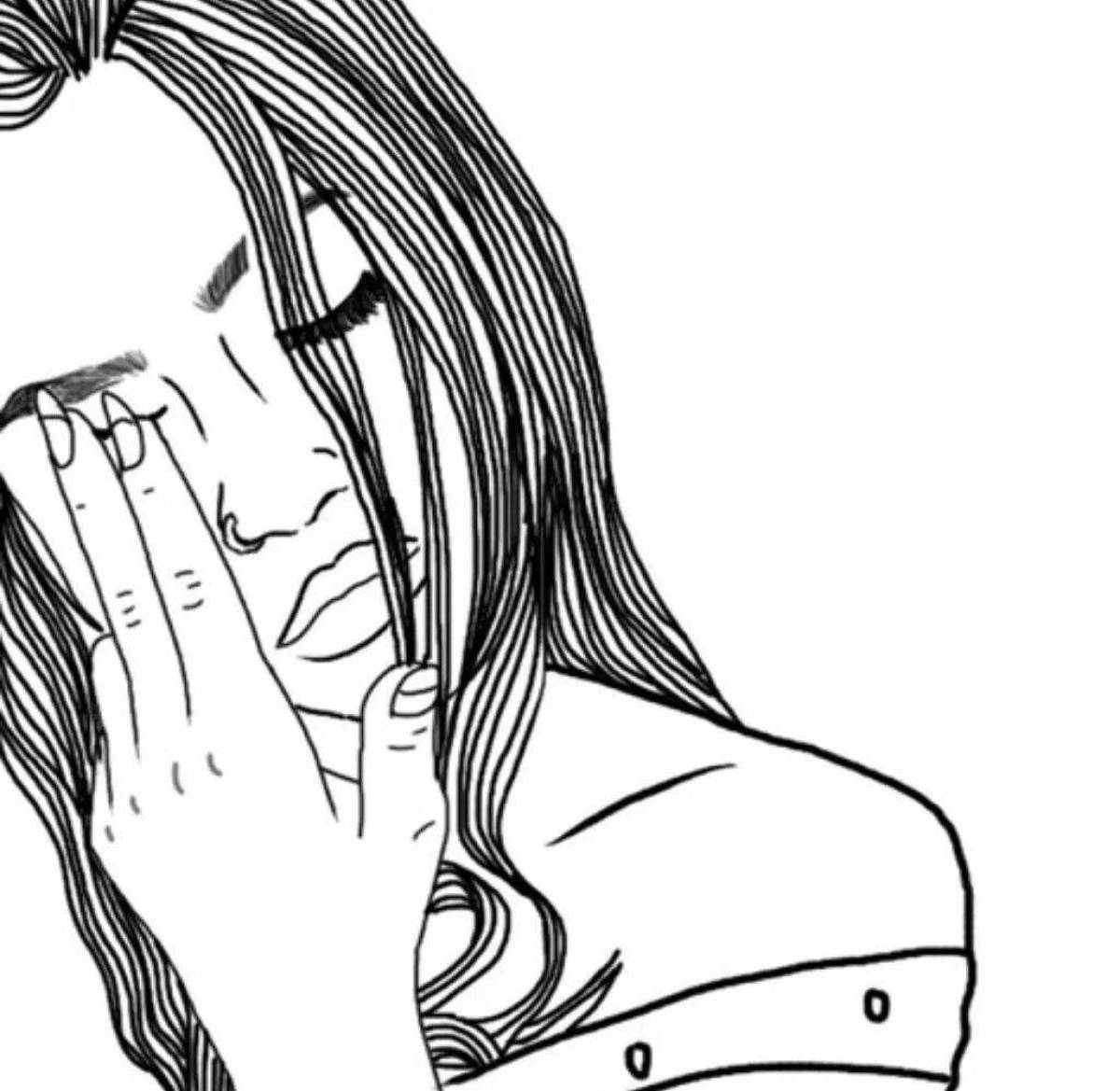 Пустынная раскраска грустная девочка