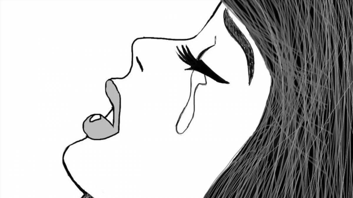 Underrated sad girl coloring page