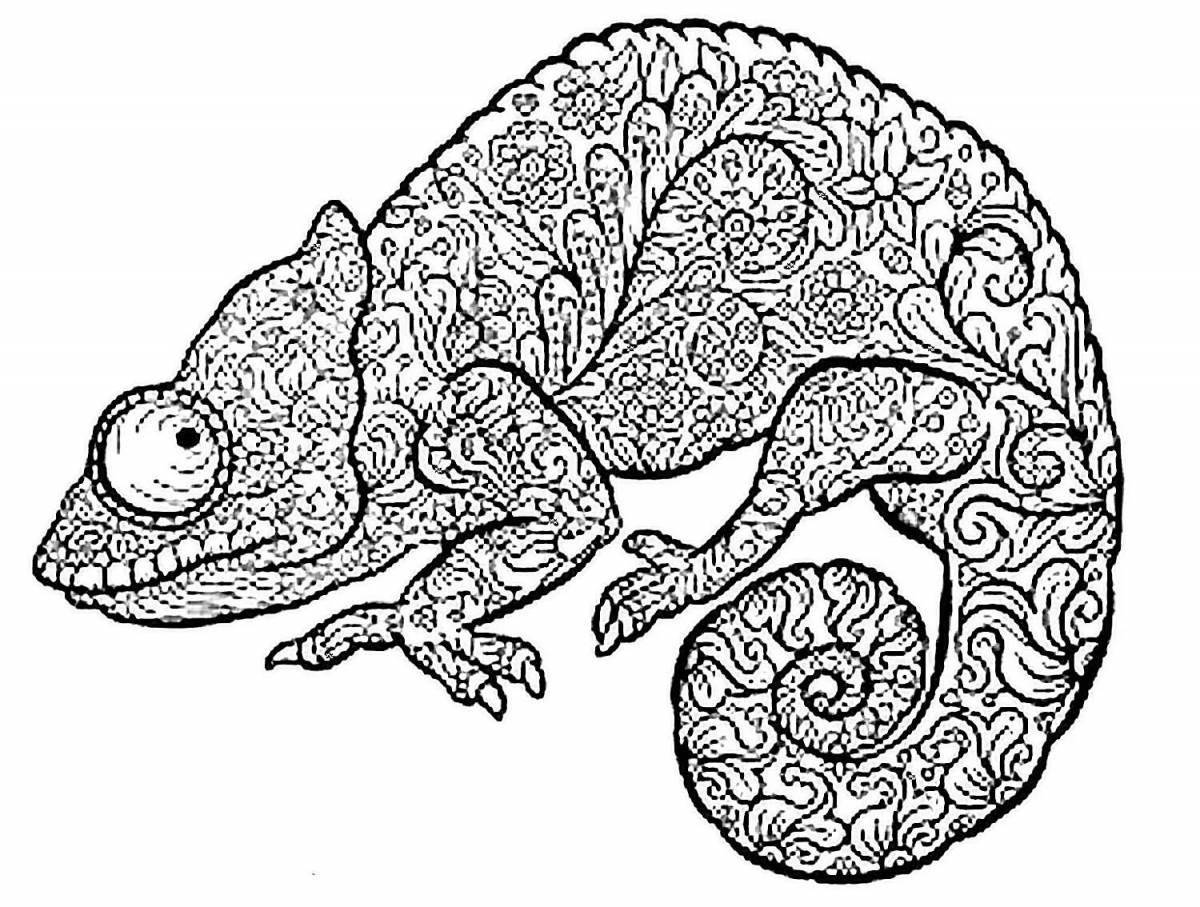 Coloring page charming Chekhov's chameleon