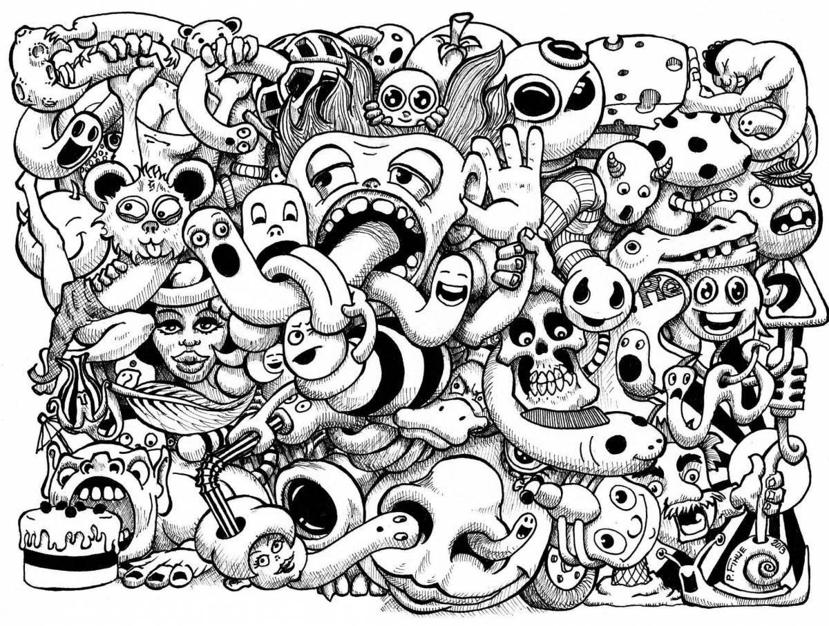 Coloring joyful anti-stress doodles