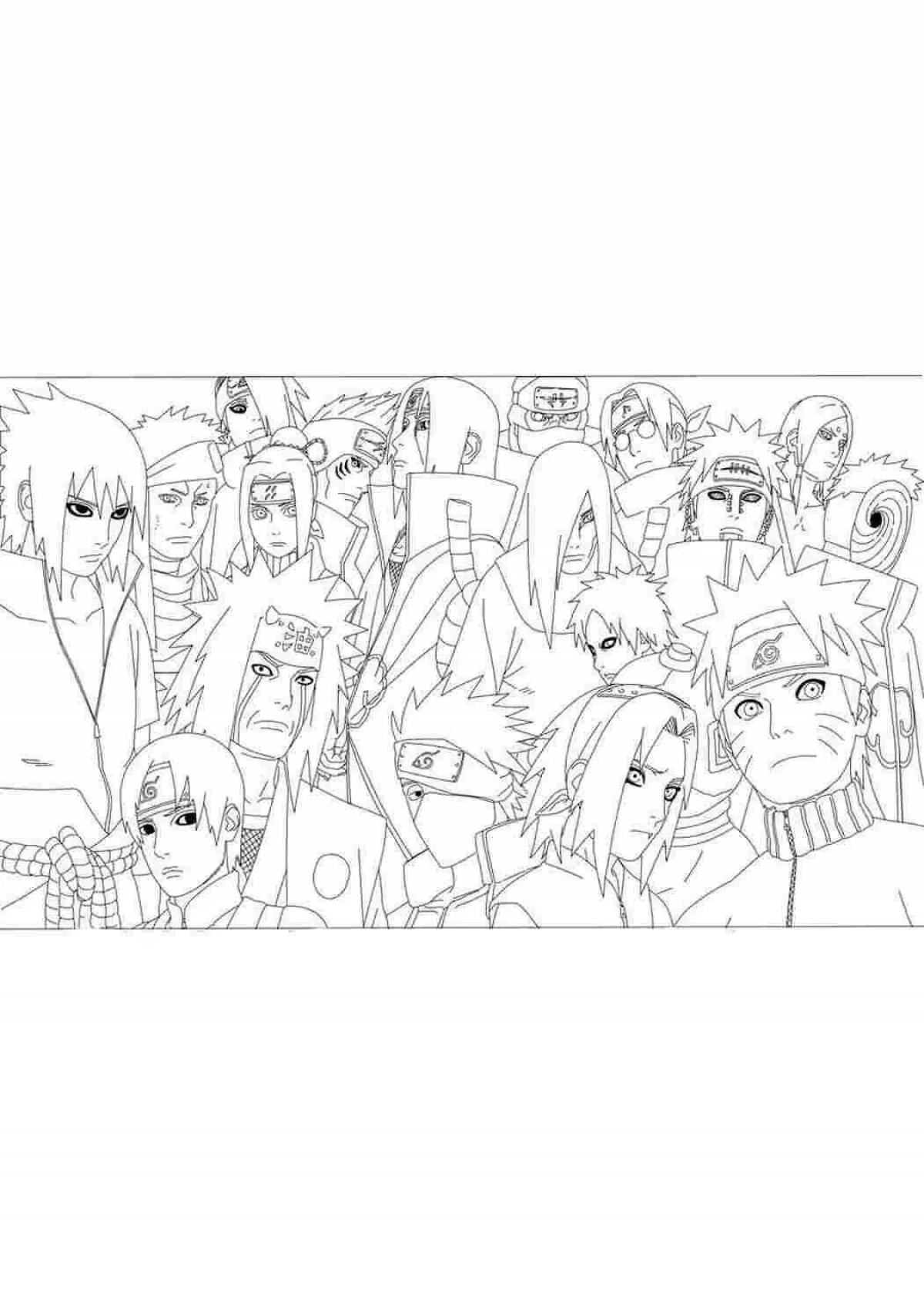 Awesome naruto team coloring page