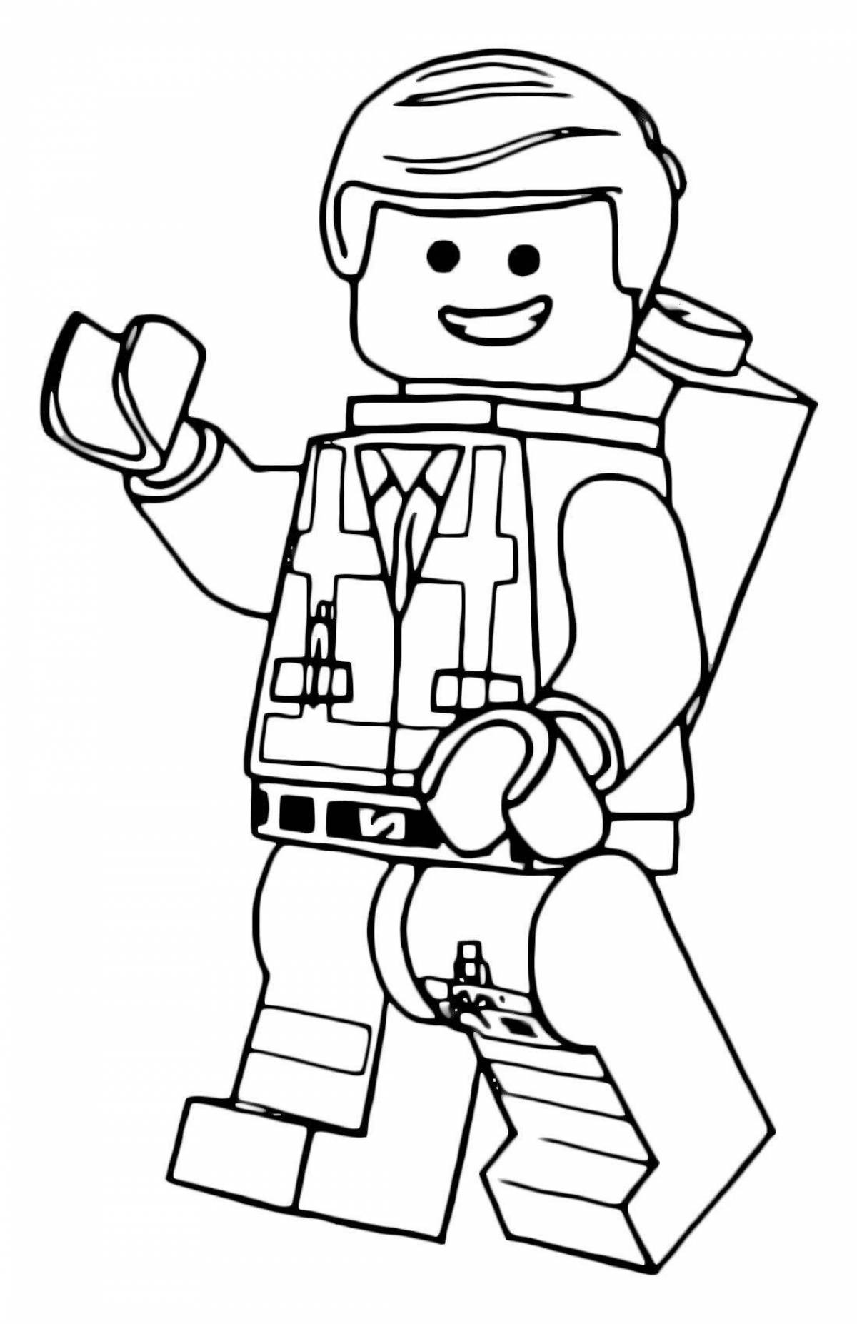Playful lego figures coloring page