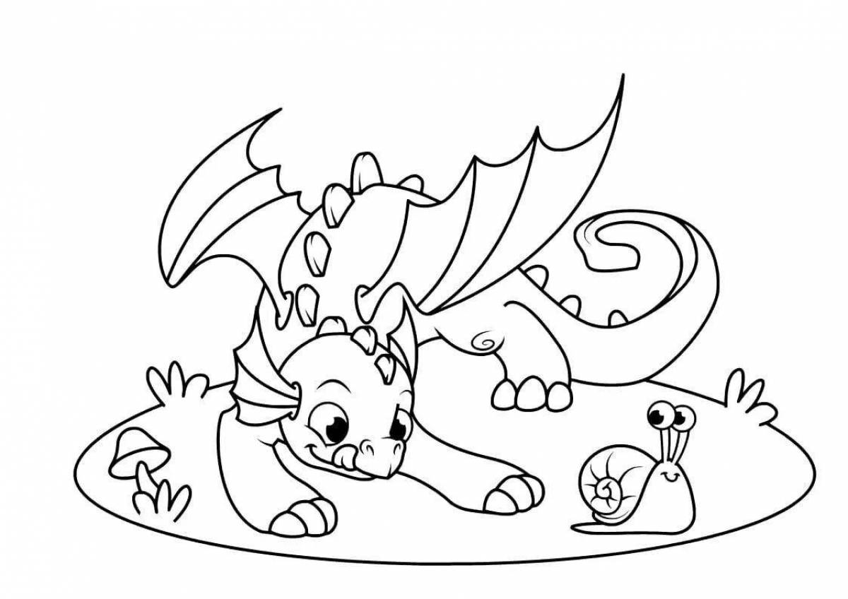 Adorable cute dragon coloring book