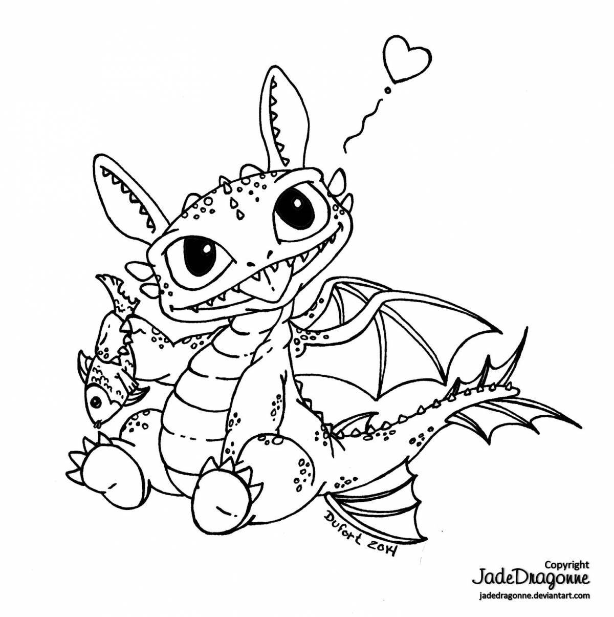 Fabulous cute dragon coloring book
