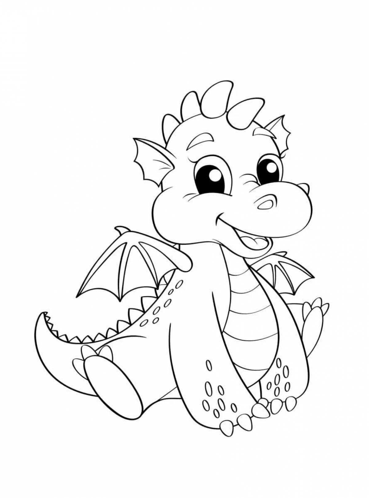 Coloring book shining cute dragon