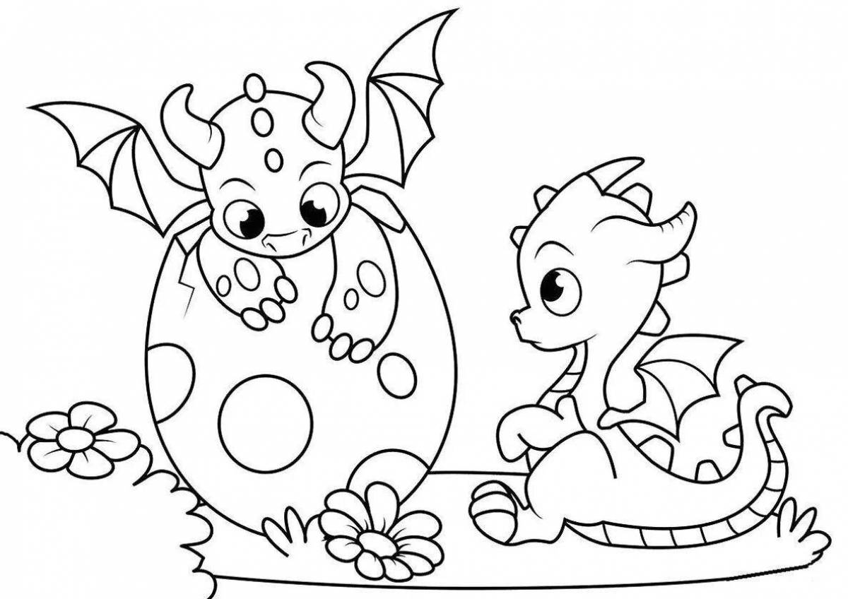 Cute and colorful dragon coloring book