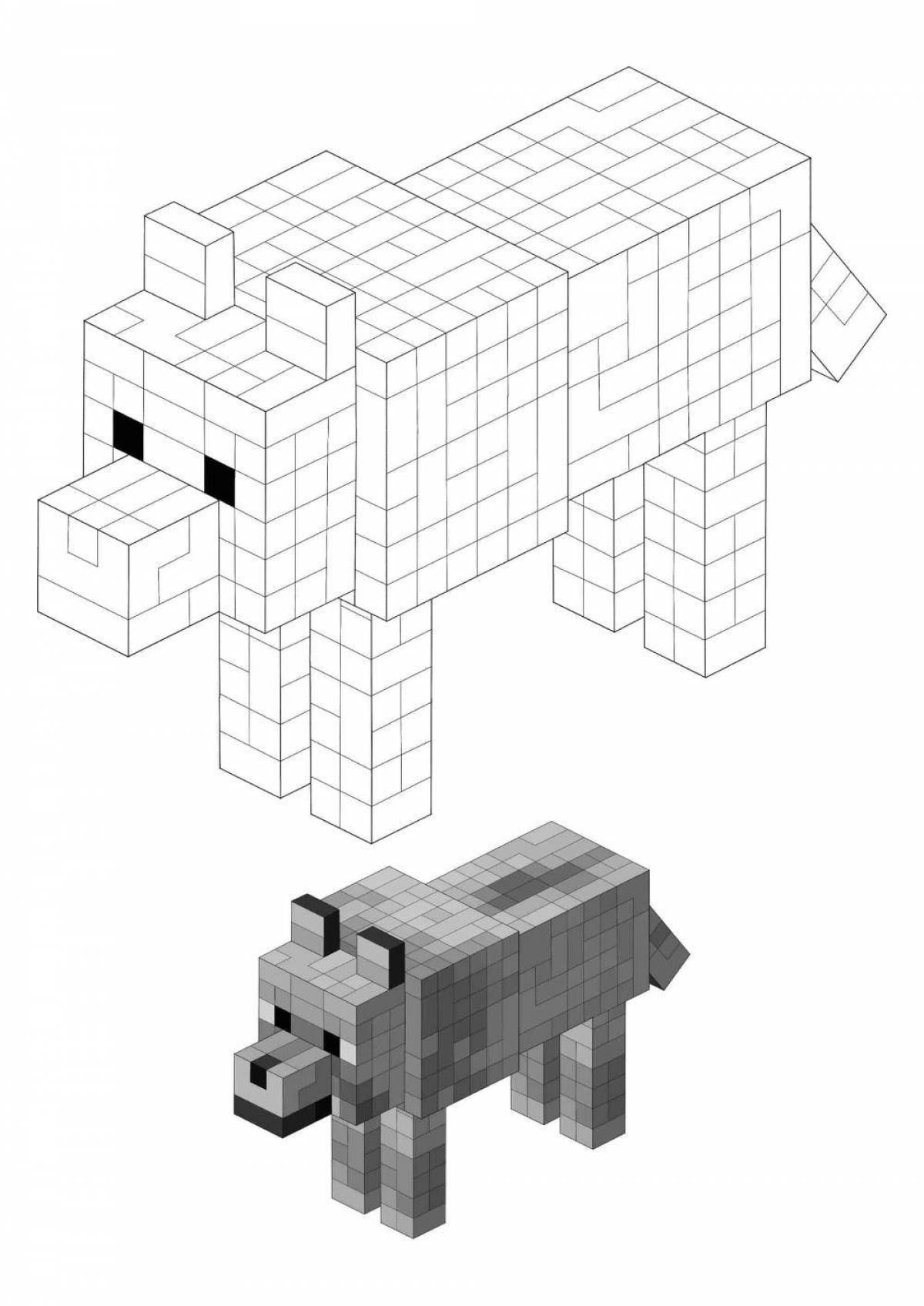 Daring coloring wolf minecraft