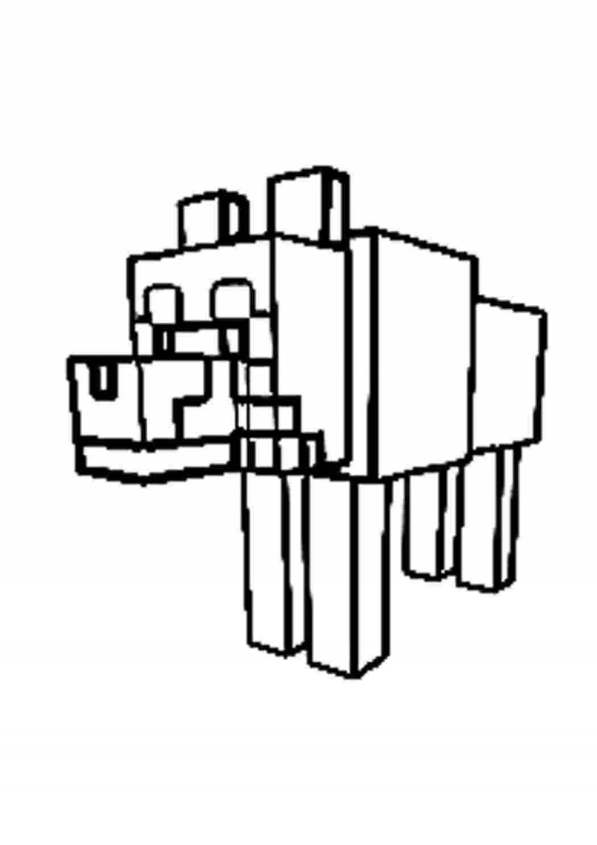 Amazing coloring wolf minecraft