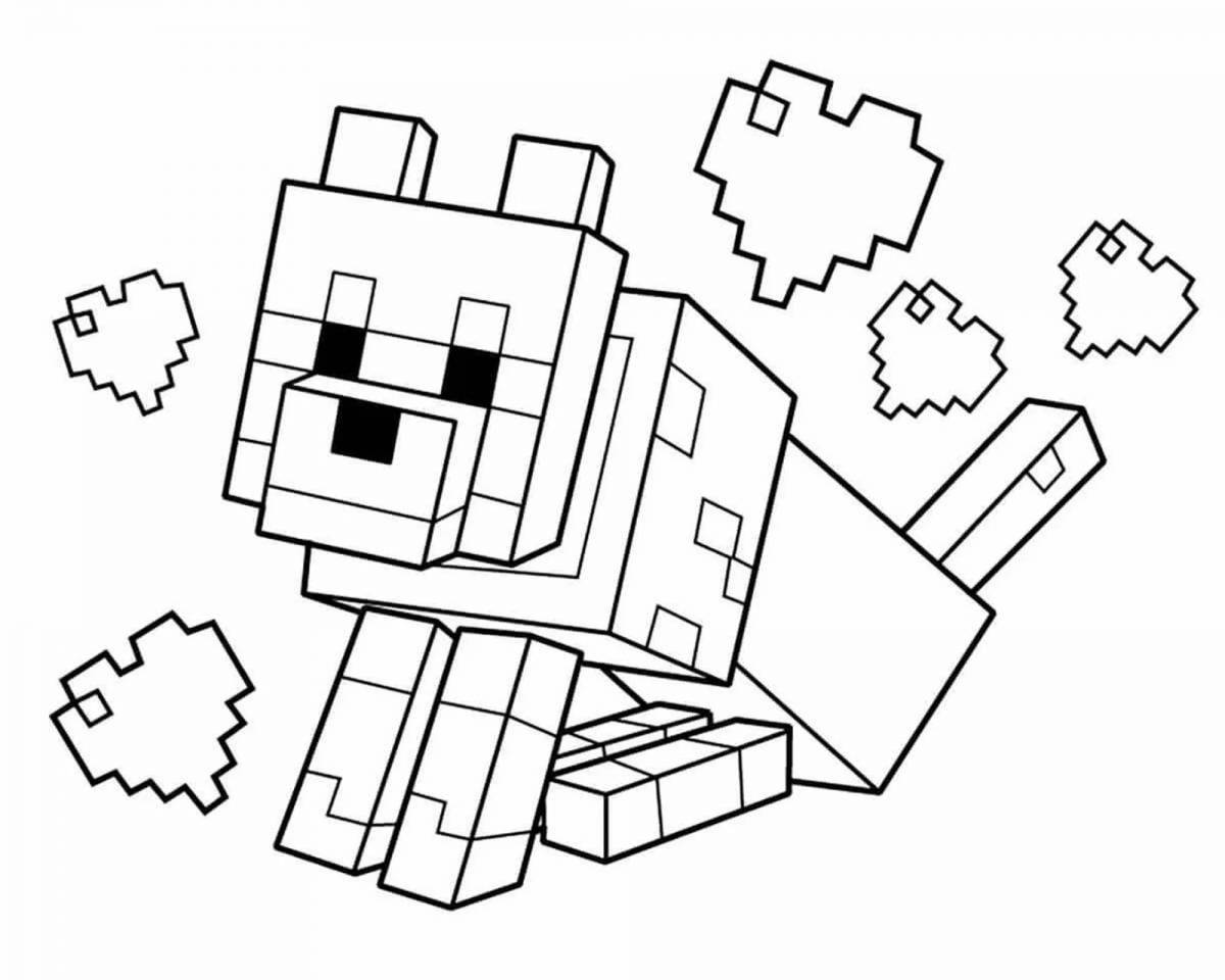 Dazzling coloring wolf minecraft