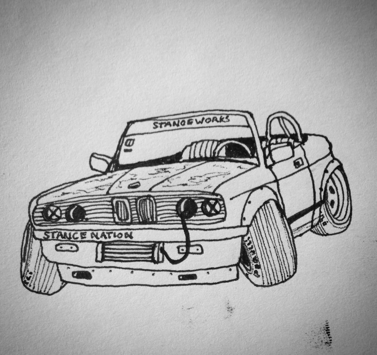 Radiant bmw drift coloring page