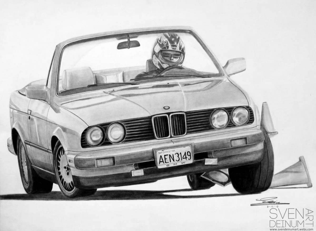 Dazzling bmw drift coloring page