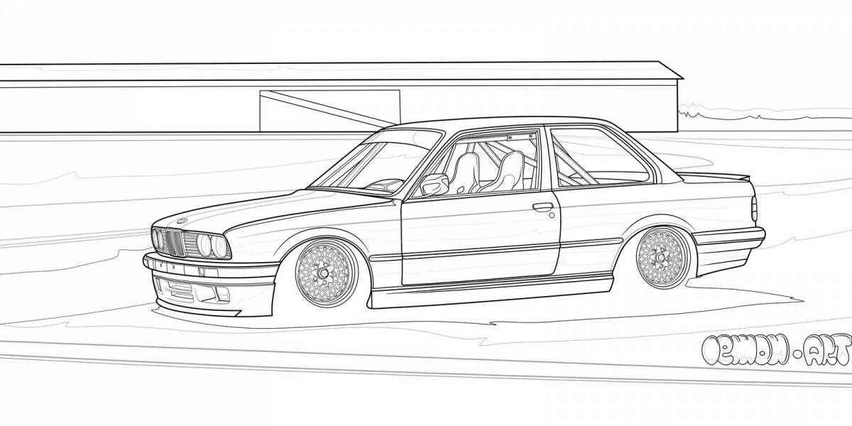 Amazing bmw drift coloring page