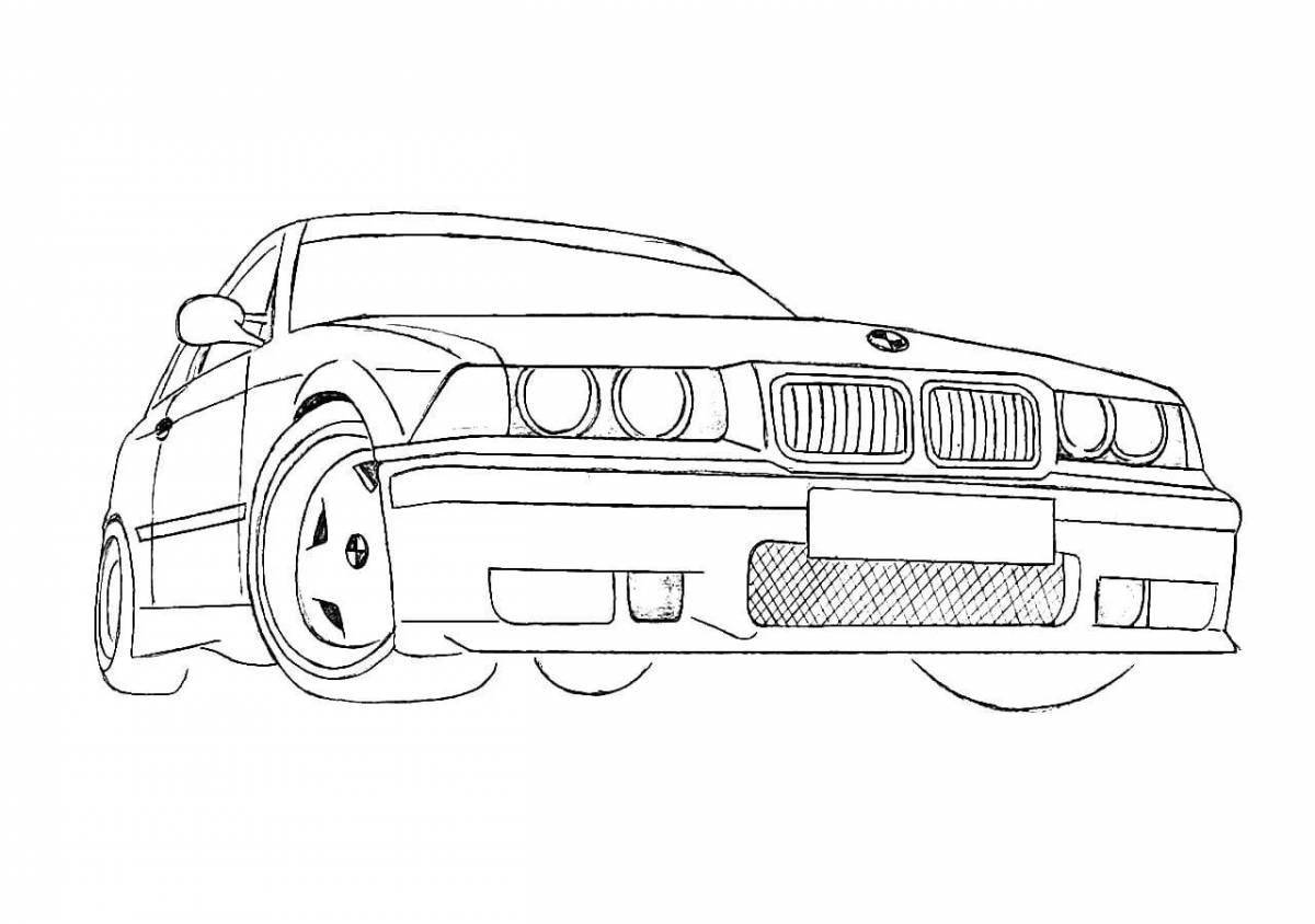 Luxury bmw drift coloring page