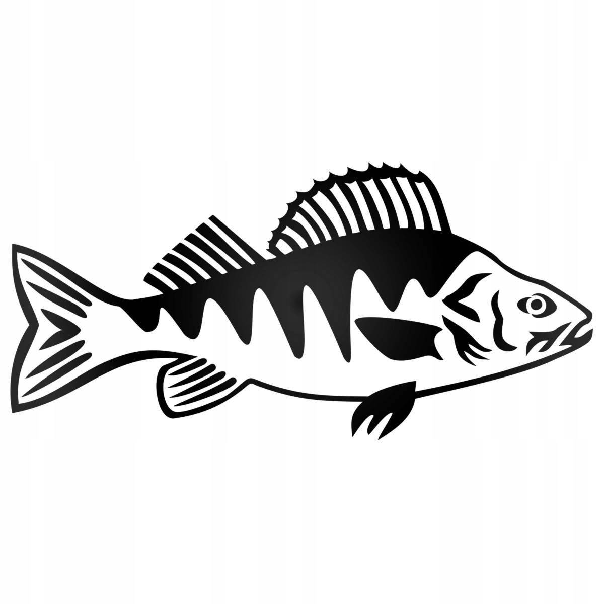 Coloring page happy perch fish