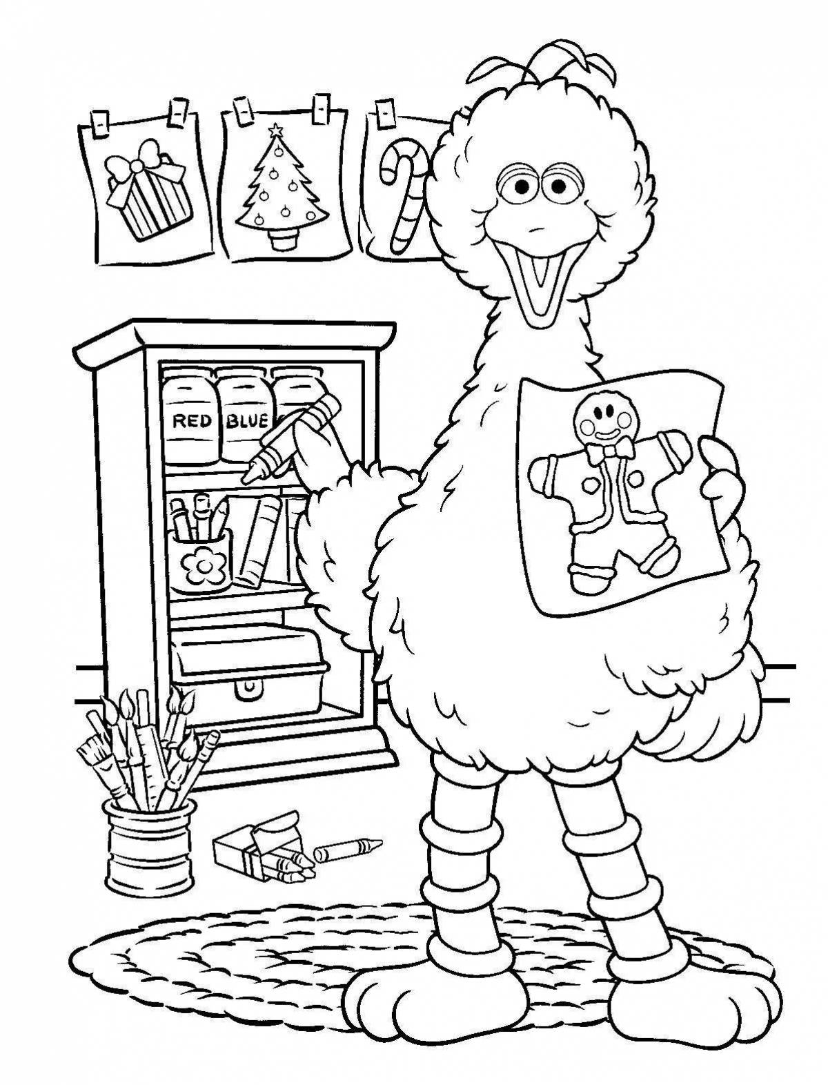 Colorful sesame street coloring page