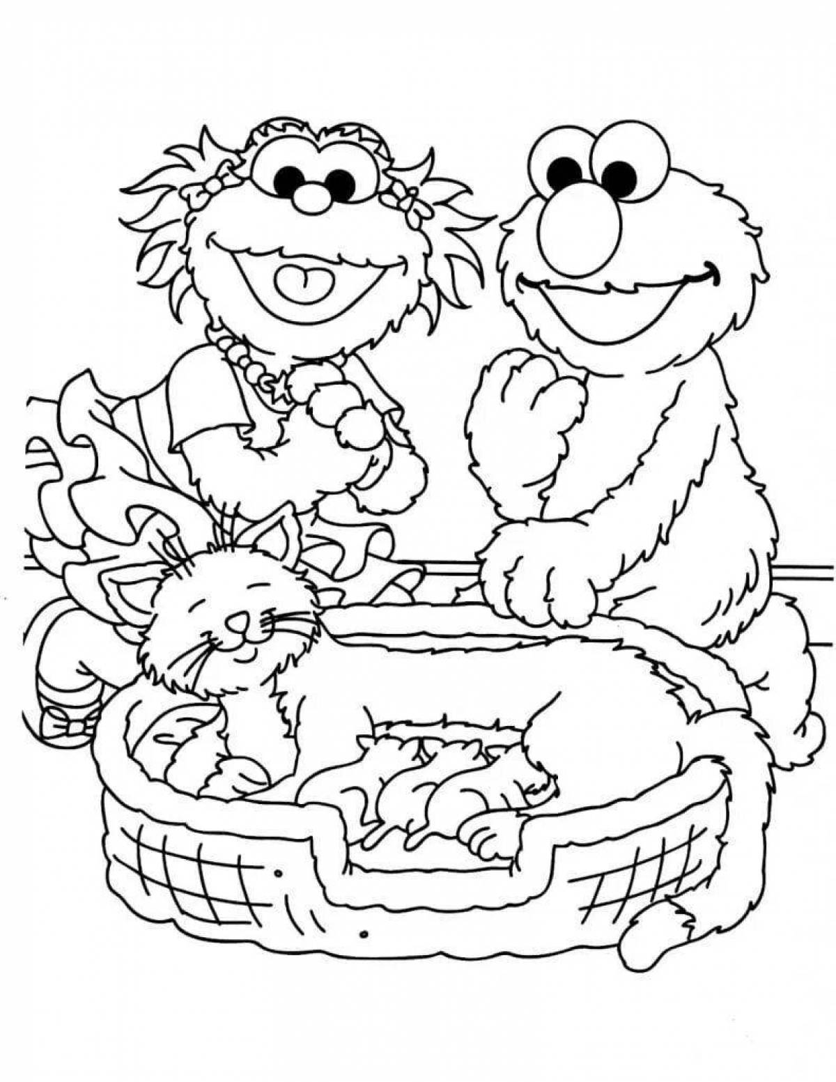 Joyful sesame street coloring page