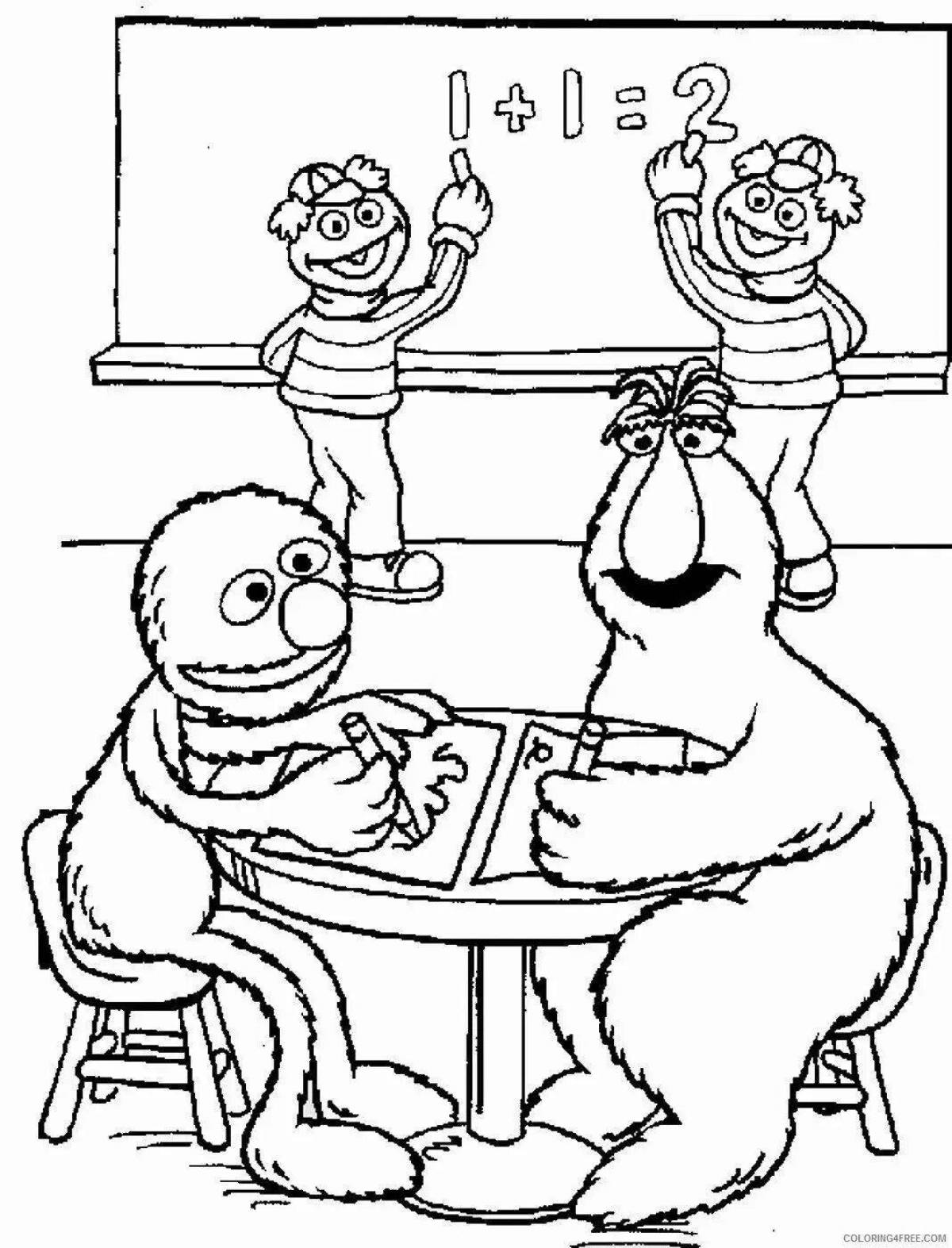 Colorful sesame street coloring page