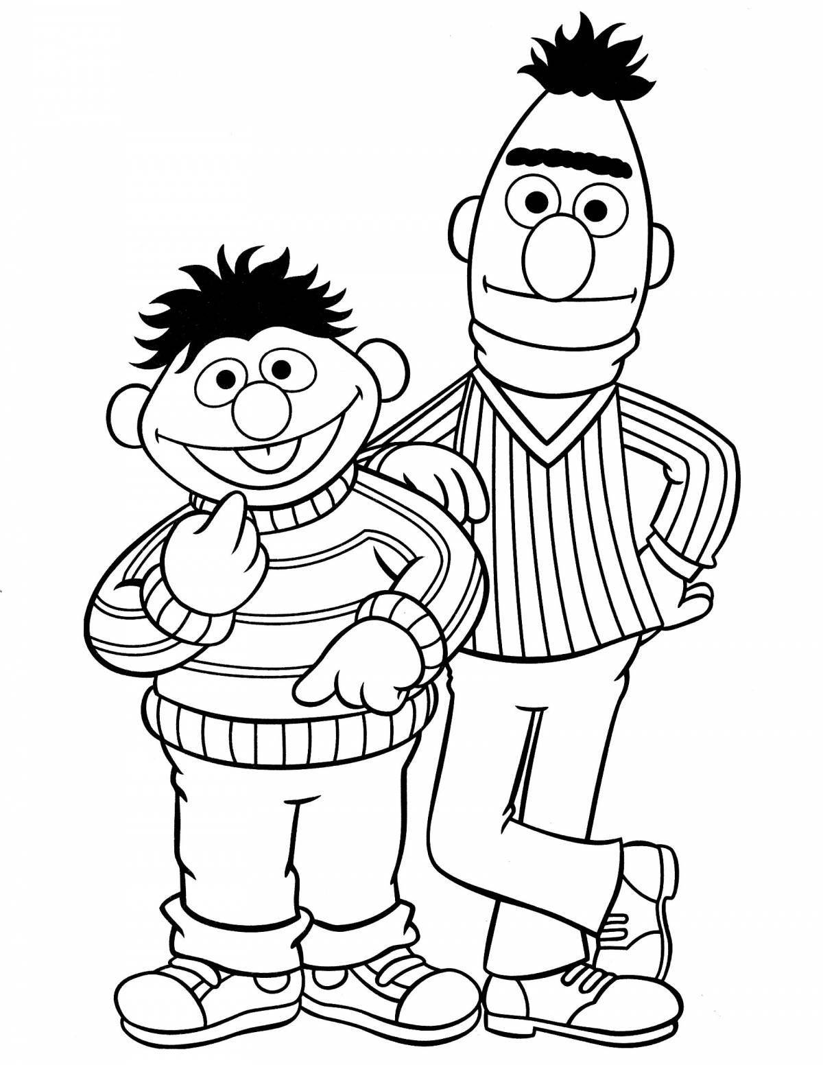 Color filled sesame street coloring page