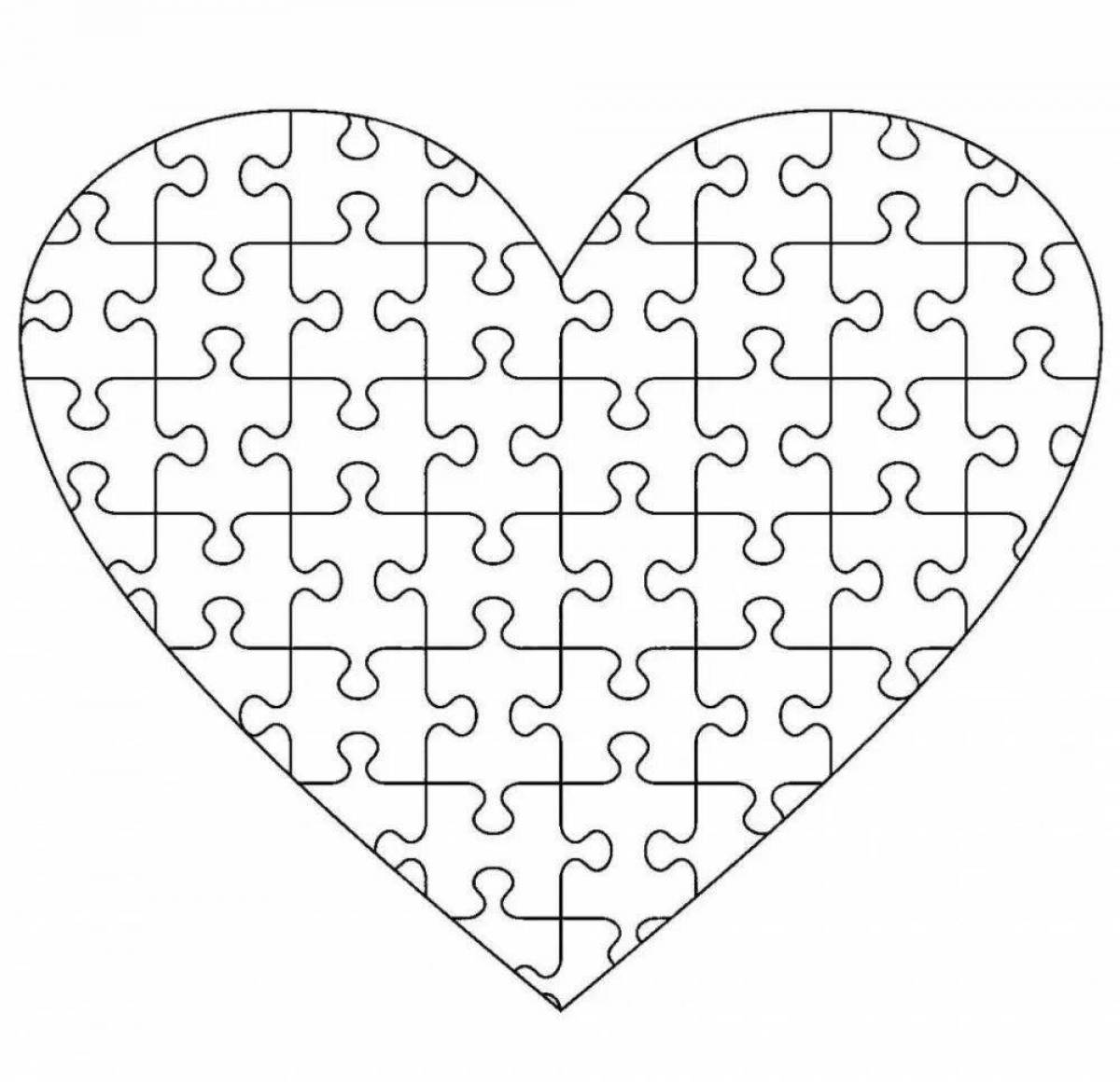 Coloring bright heart puzzle