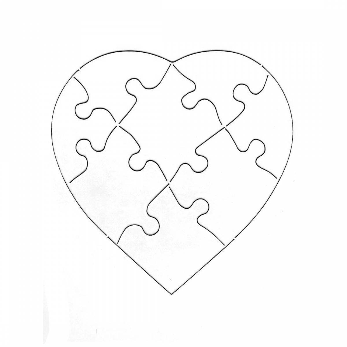 Coloring puzzle with a sparkling heart