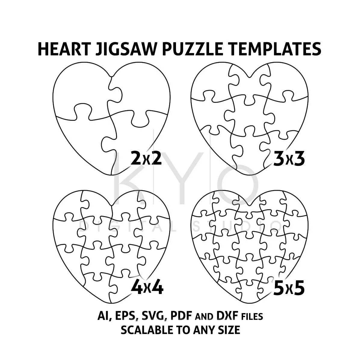Adorable heart puzzle coloring page