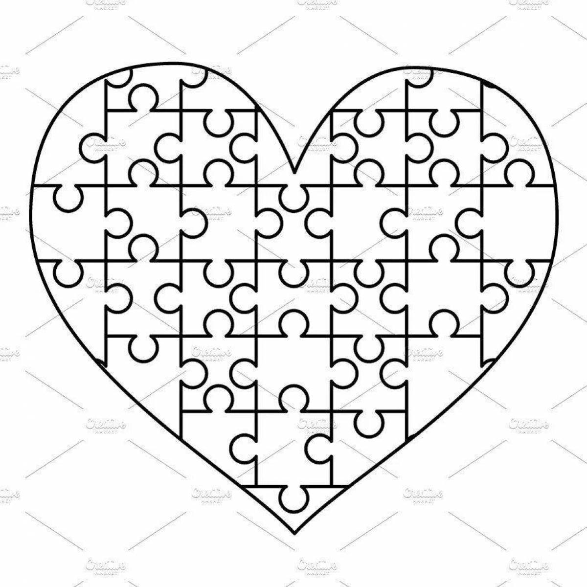 Fun coloring puzzle with heart