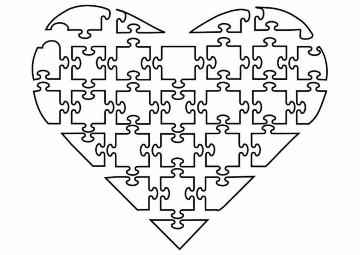 Entertaining coloring puzzle with heart