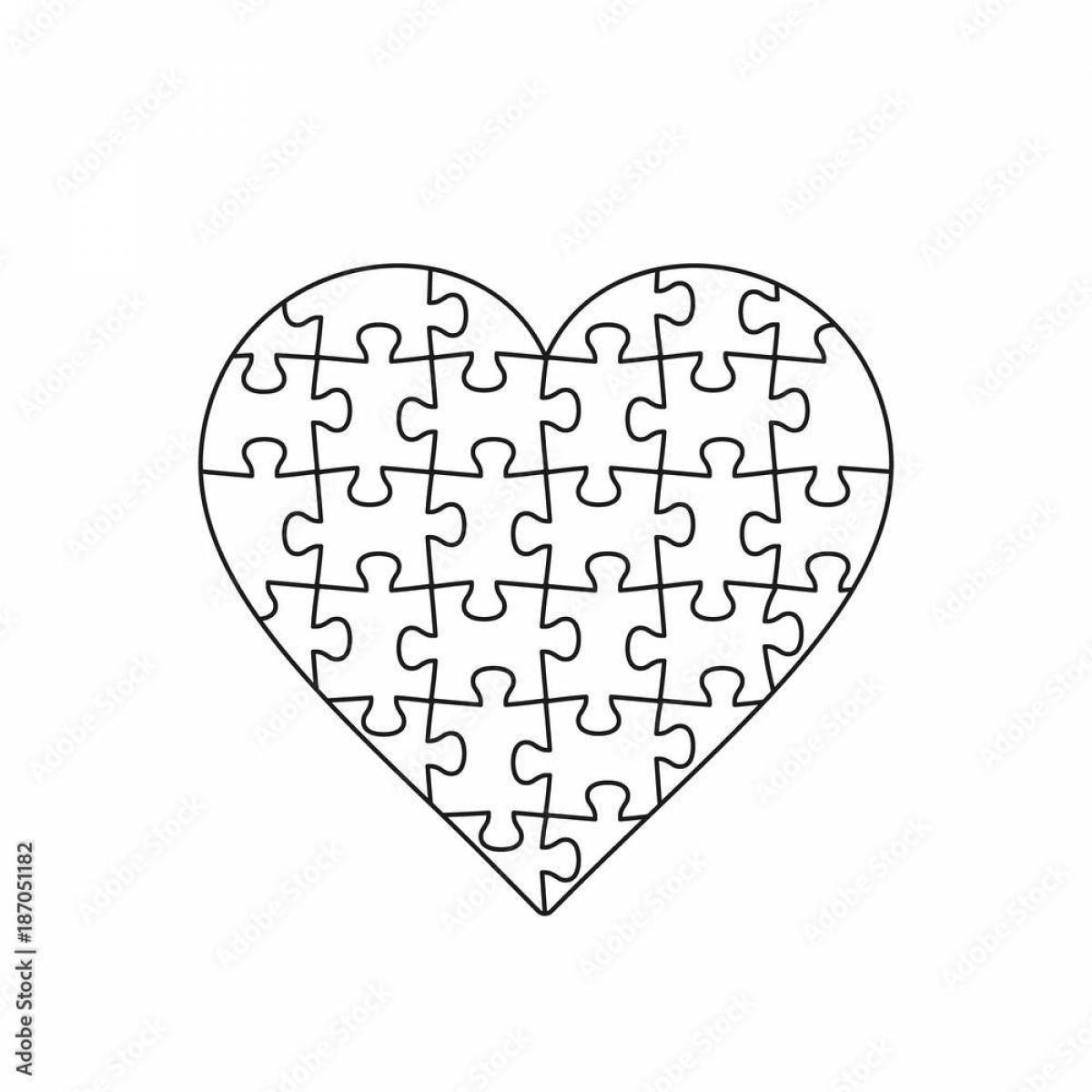 Exciting heart puzzle coloring book