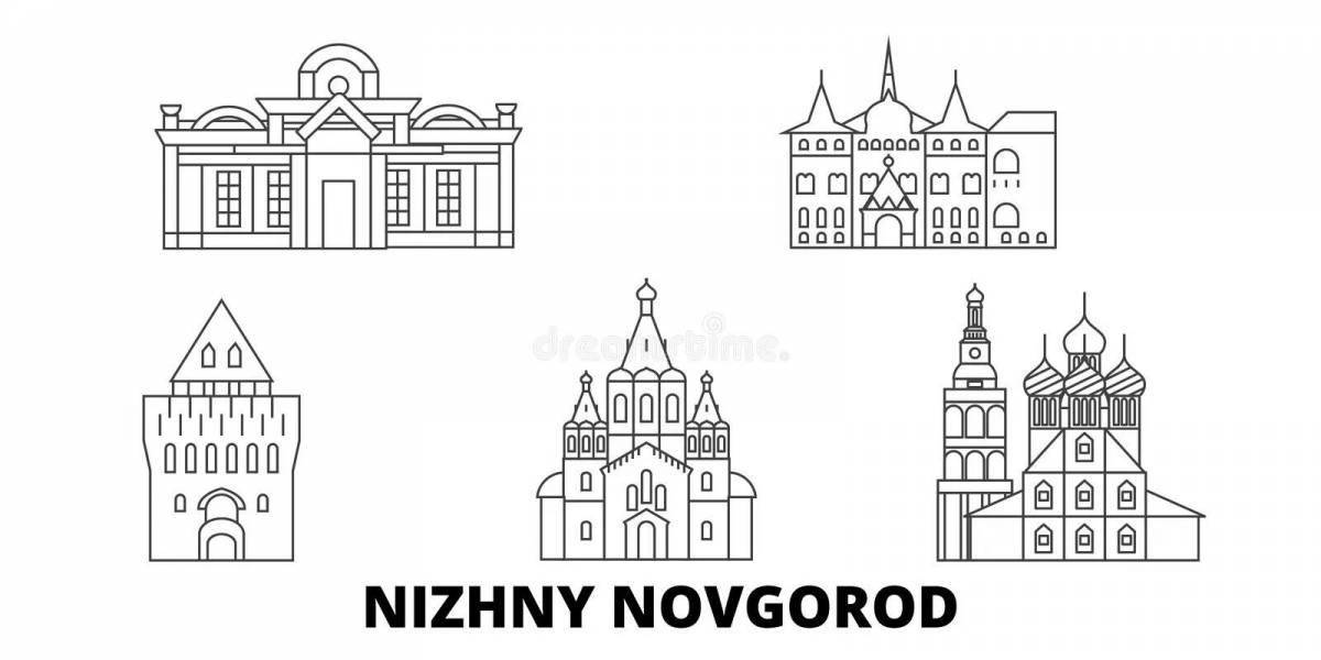 Coloring book majestic Nizhny Novgorod Kremlin