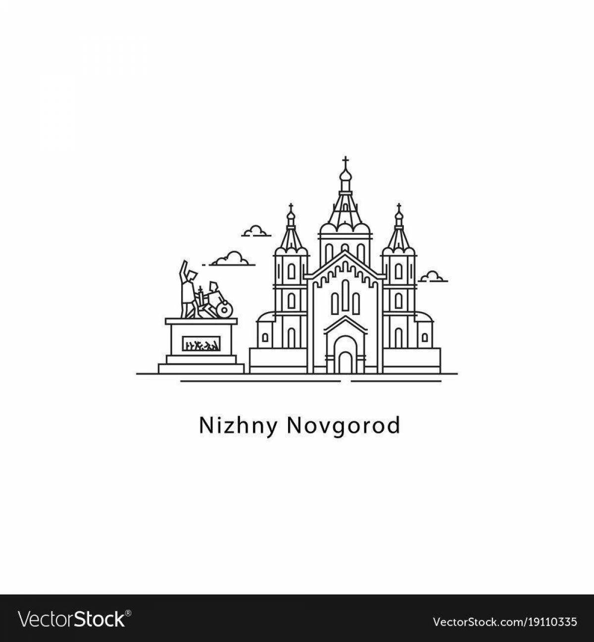 Coloring book exquisite Nizhny Novgorod Kremlin