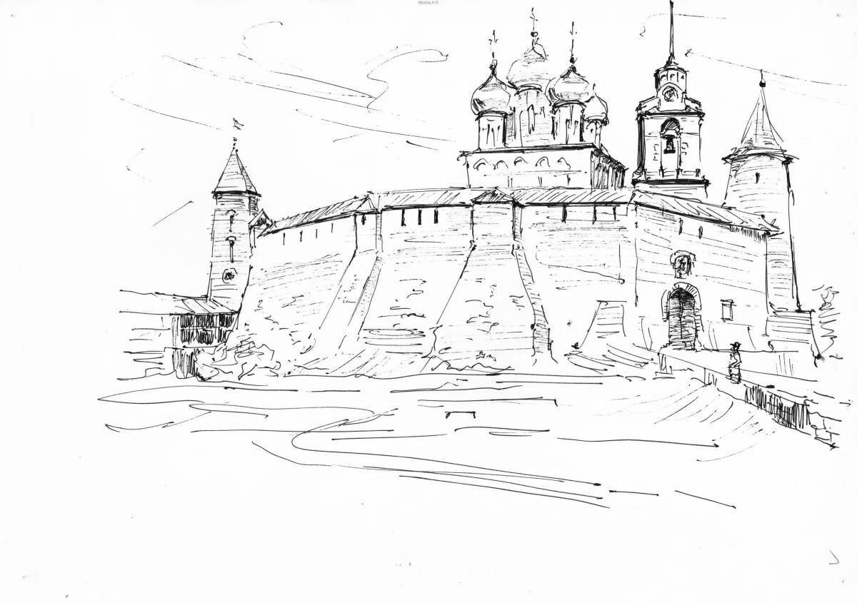 Coloring book beautiful Nizhny Novgorod Kremlin