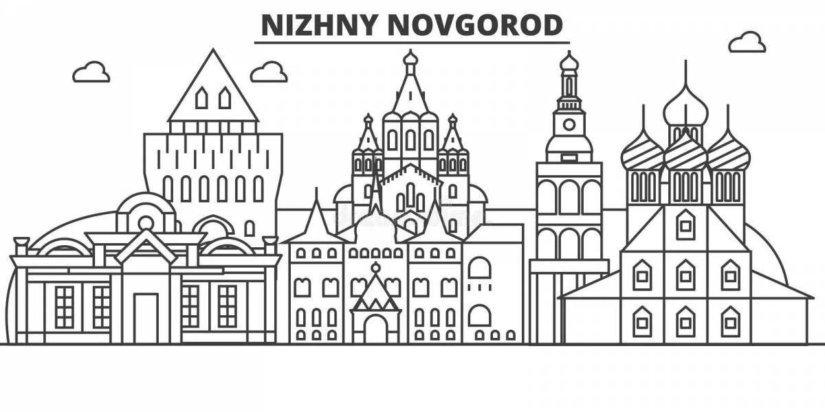 Coloring page dazzling nizhny novgorod kremlin