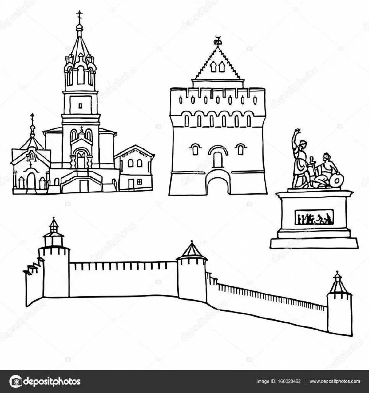 Coloring book grandiose nizhny novgorod kremlin