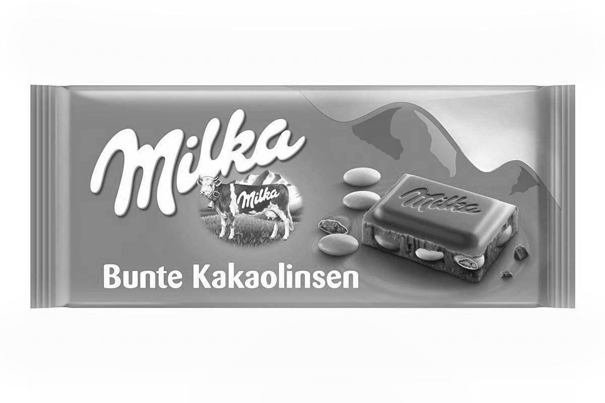 Красочная страница раскраски шоколада milka