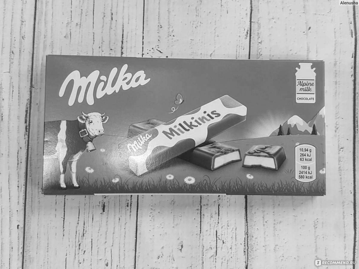 Привлекательная шоколадная раскраска milka