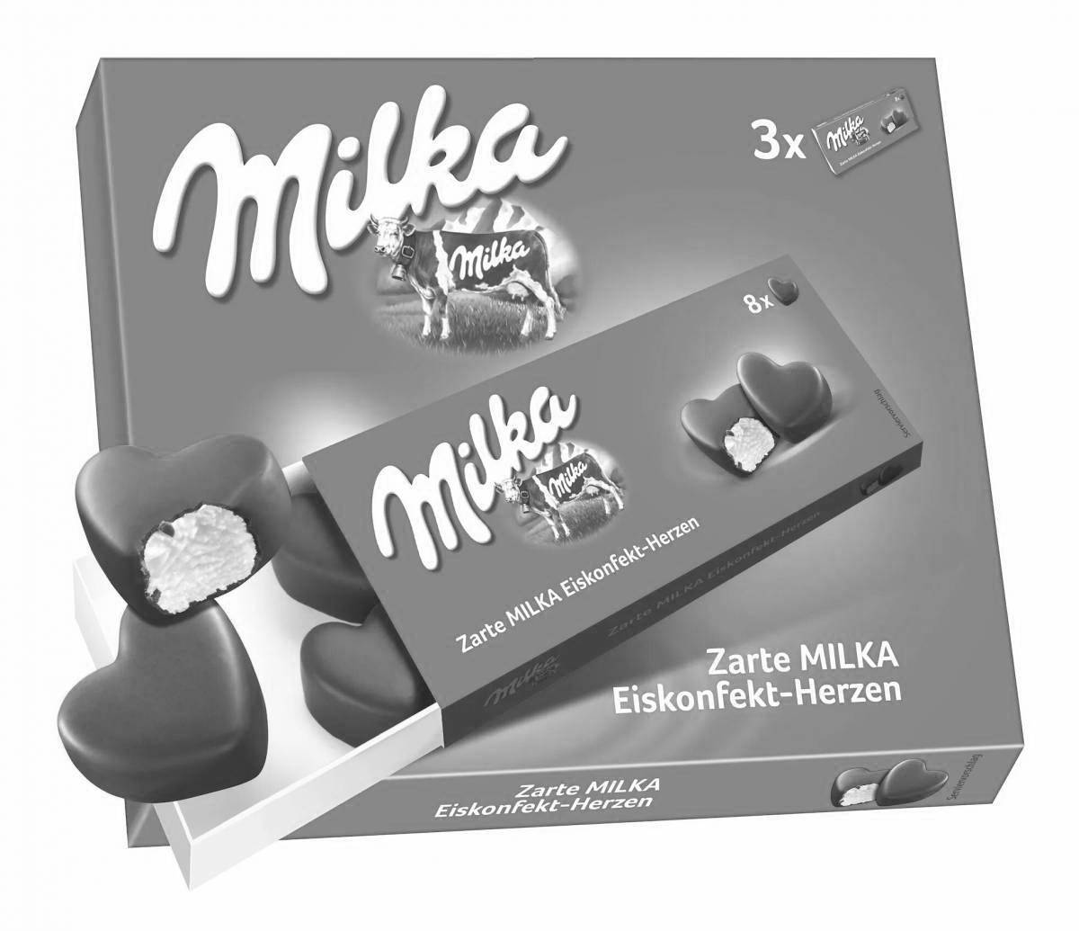 Забавная шоколадная раскраска milka