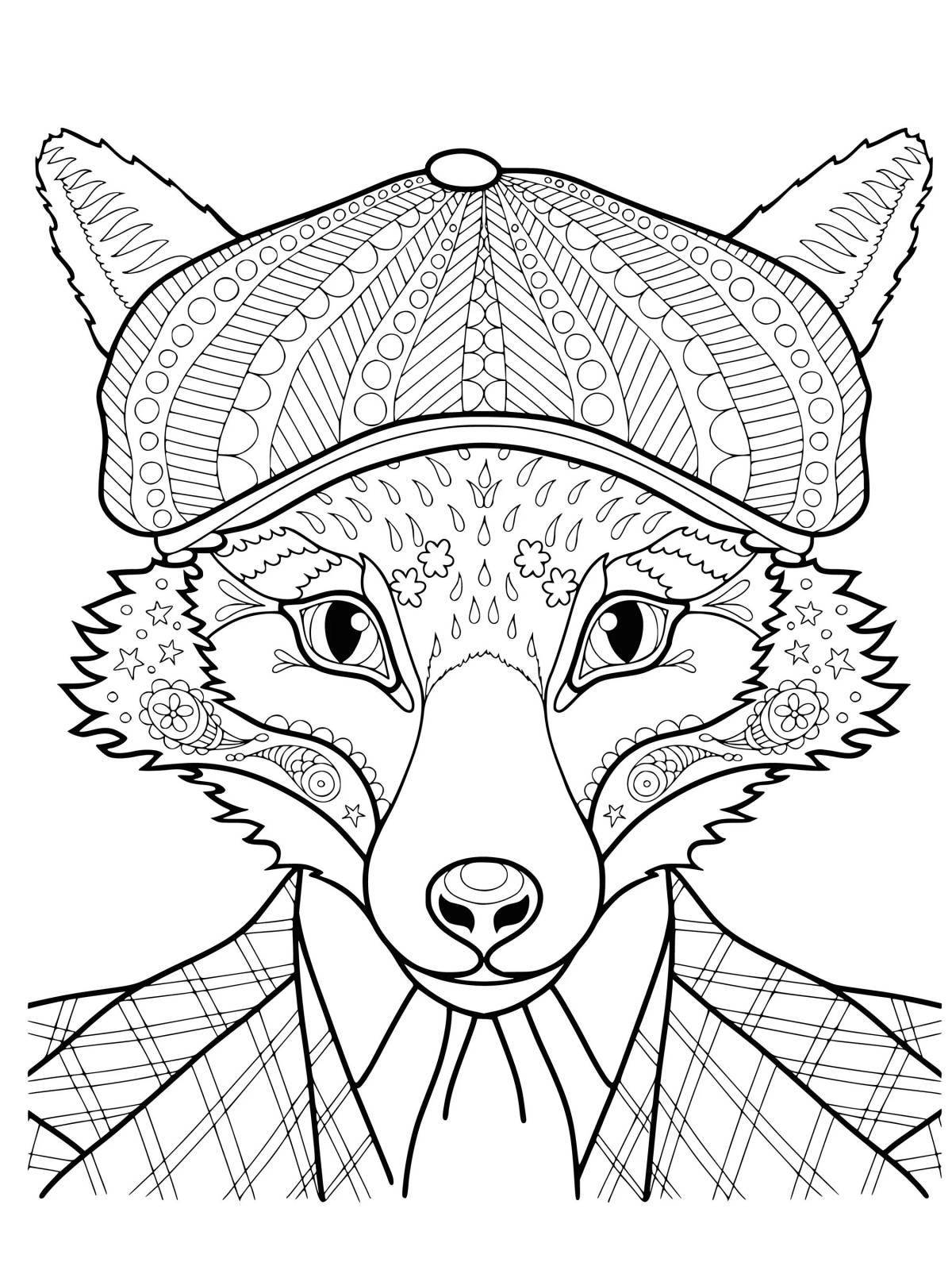 Colourful fox anti-stress coloring book