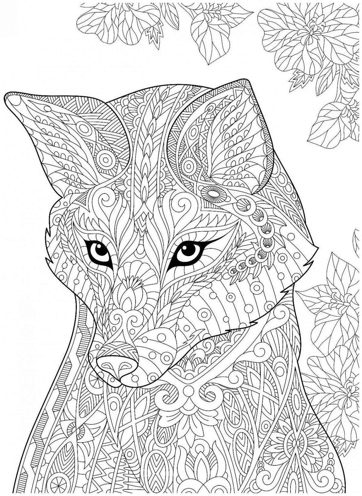 Adorable fox anti-stress coloring book