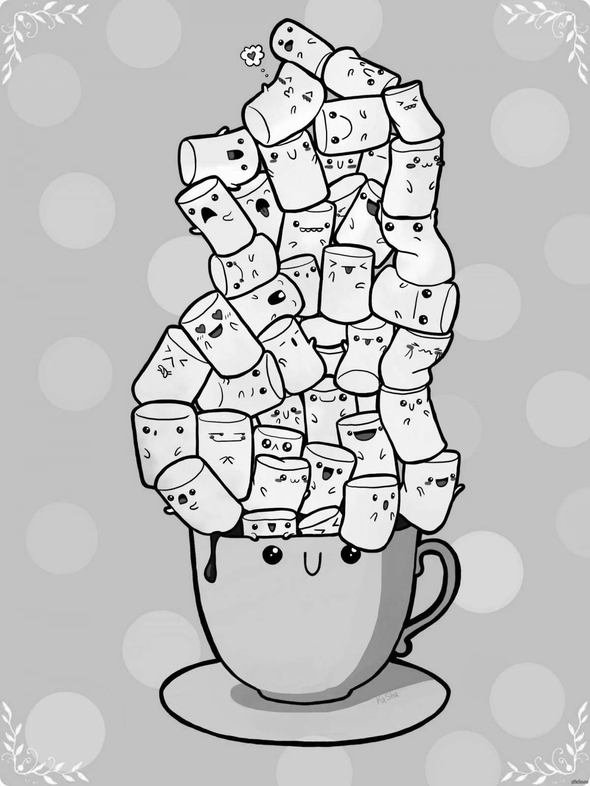 Fun marshmallow coloring page