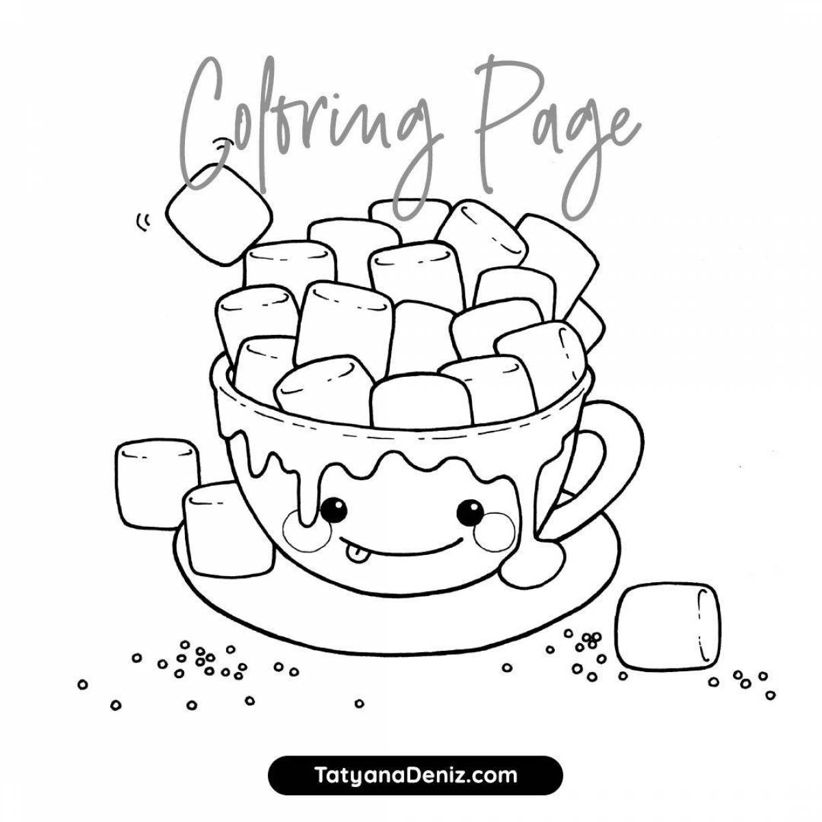 Elegant marshmallow coloring page