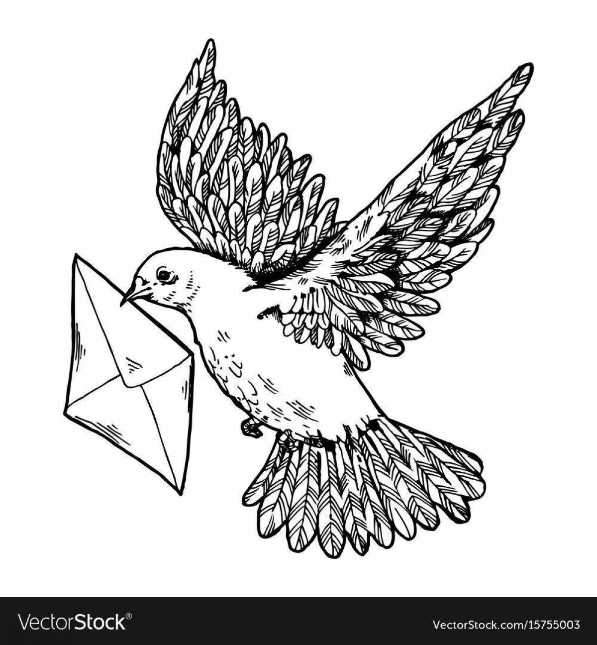 Adorable Carrier Pigeon Coloring Page