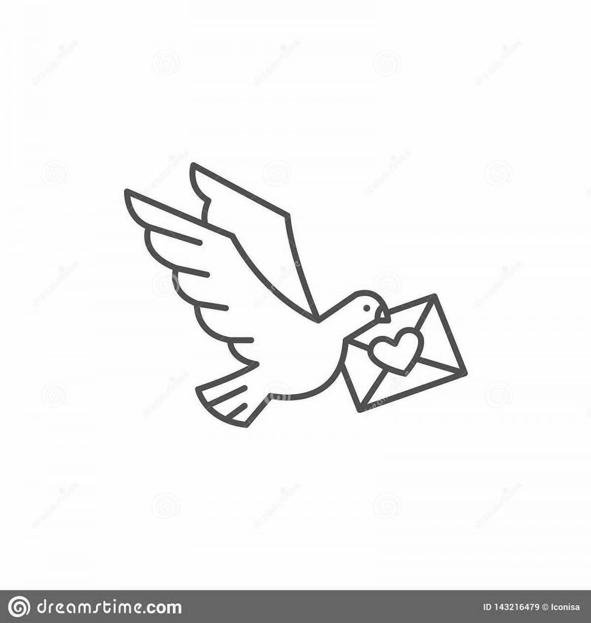 Coloring cute carrier pigeon