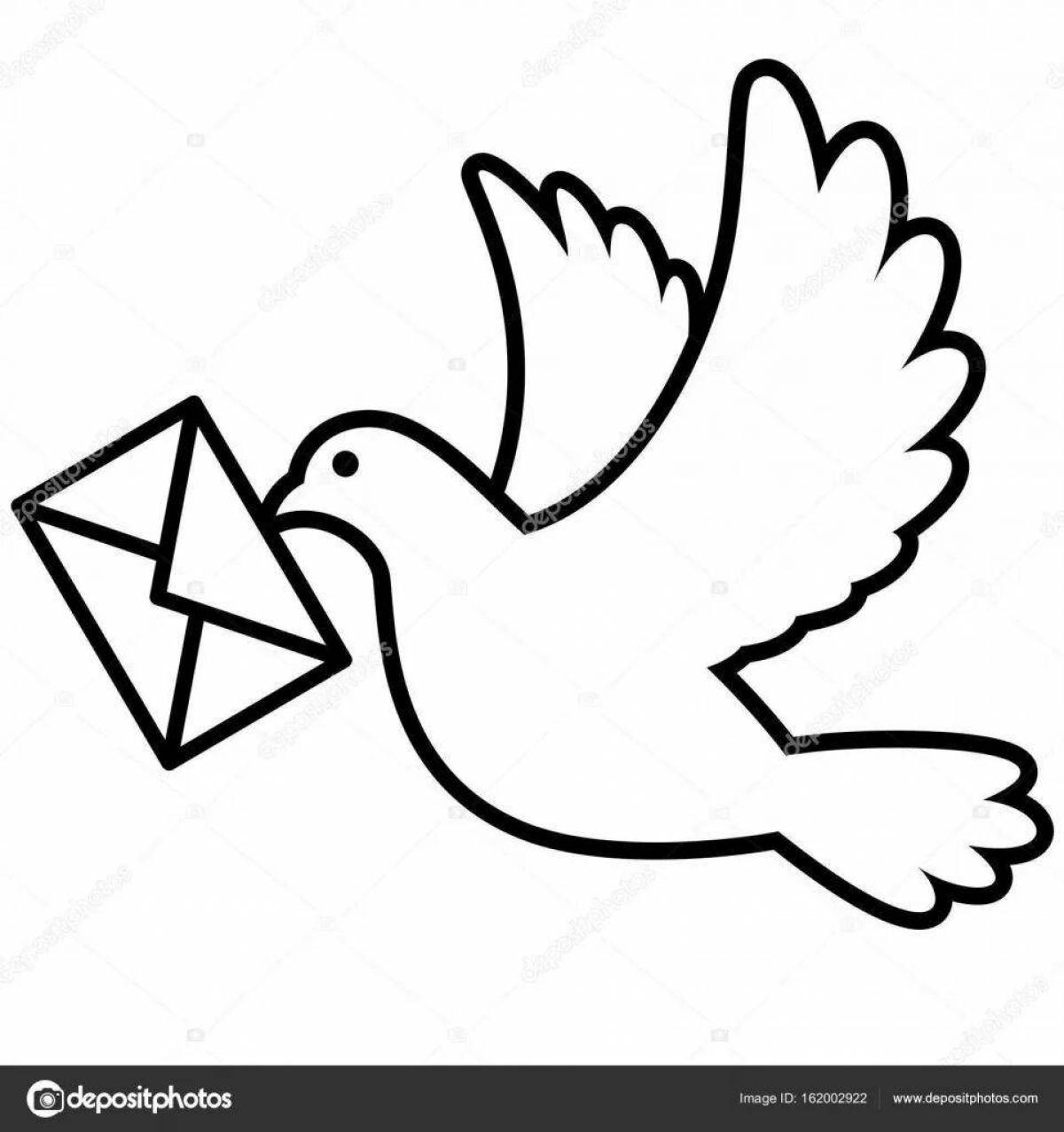 Coloring page adorable carrier pigeon