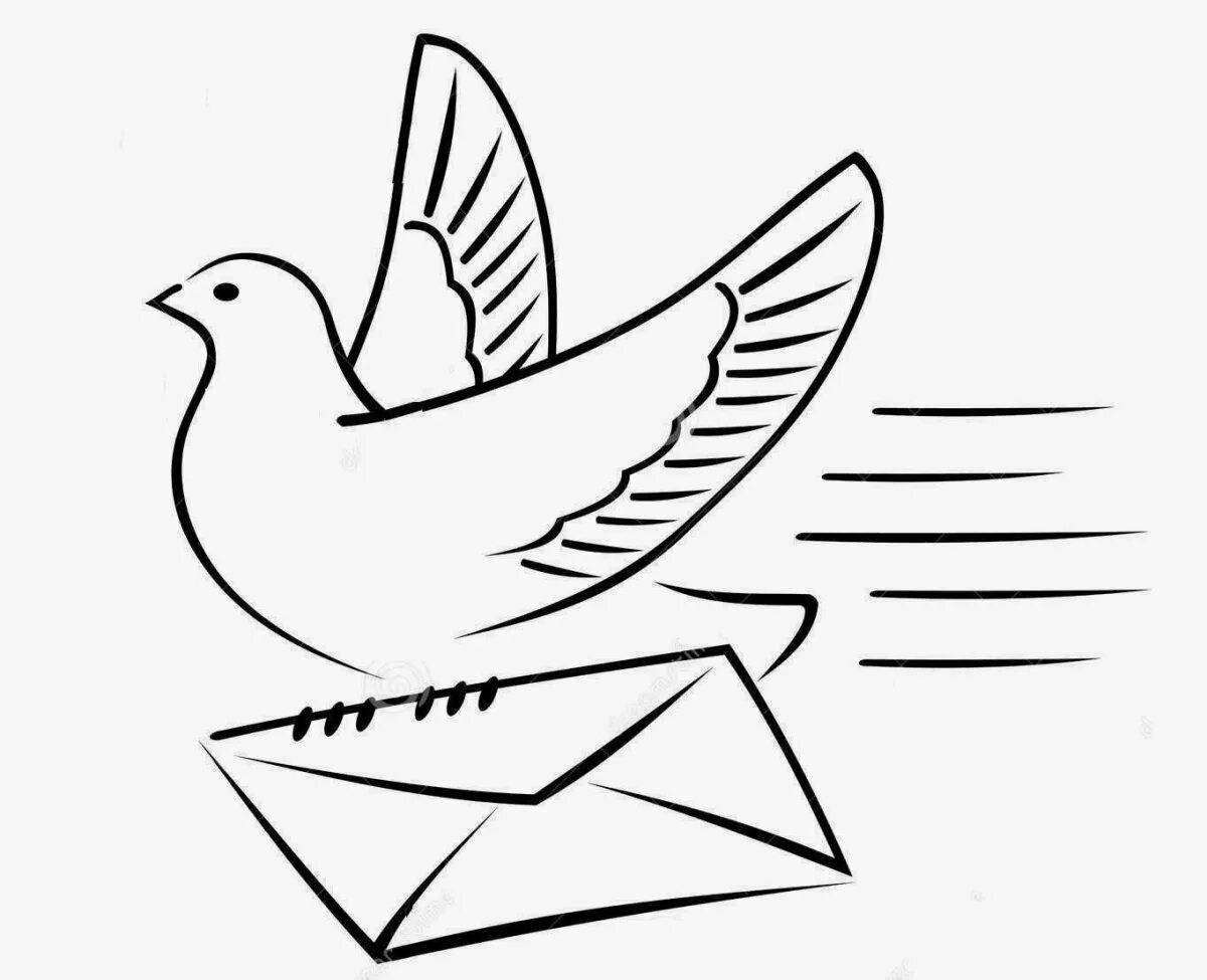Coloring book glowing carrier pigeon