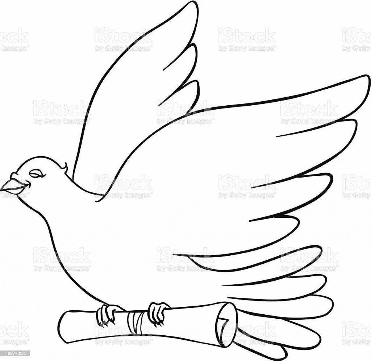 Coloring page elegant carrier pigeon